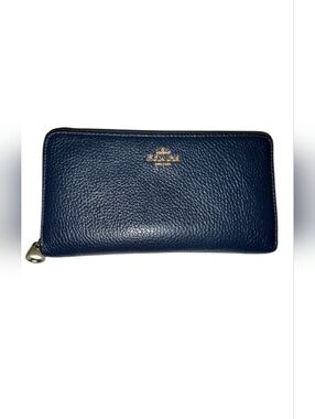 COACH Zip Around Wallet Midnight Bkue